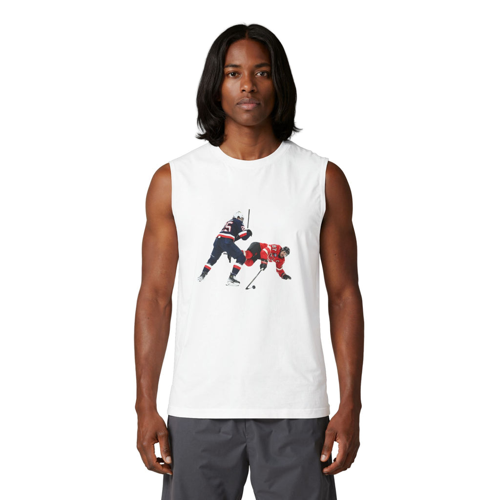 Crosby getting flattened Muscle Tank — Patriotic Jet Back Print