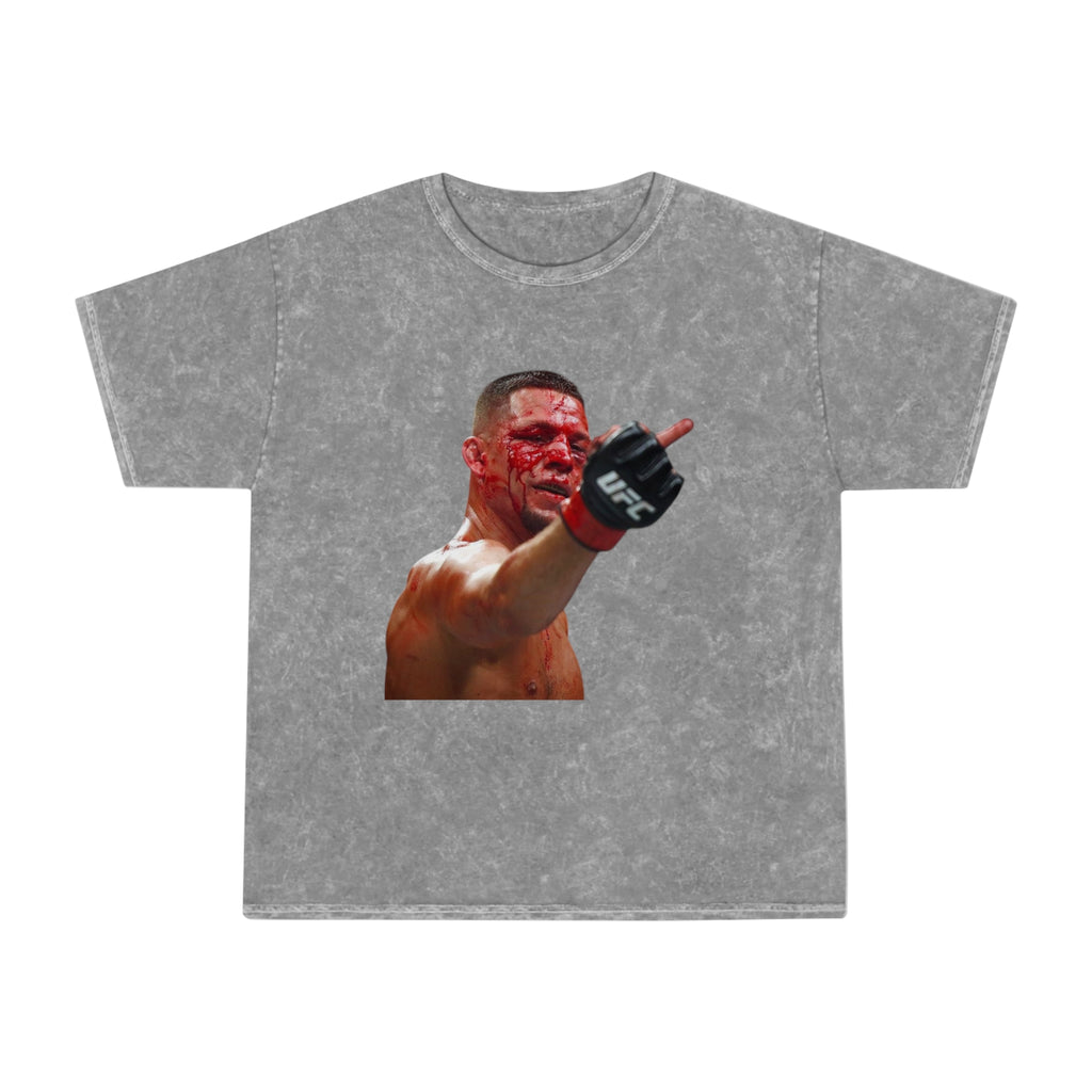 Mineral Wash T-Shirt — Bloody Fighter Middle Finger Graphic