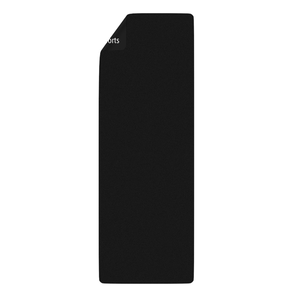 Yoga Mat — Minimal Black Rubber Mat with 'Nail Gun Sports' Accent
