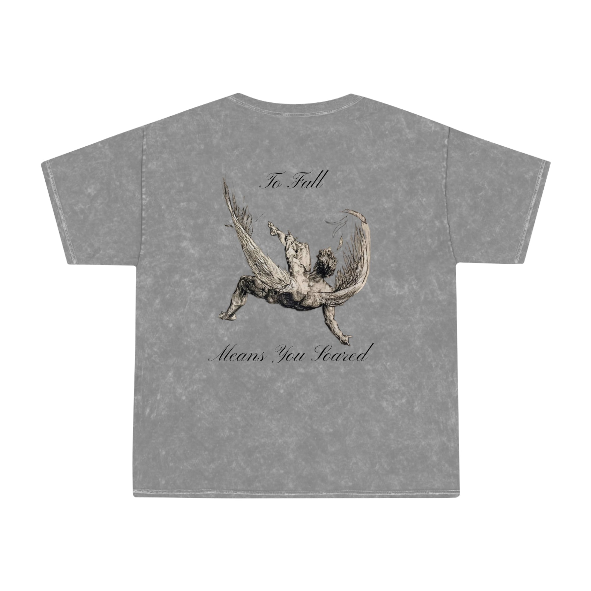 Mineral Wash T-Shirt — Fallen Angel Graphic Tee (“To Fall Means You Soared”)