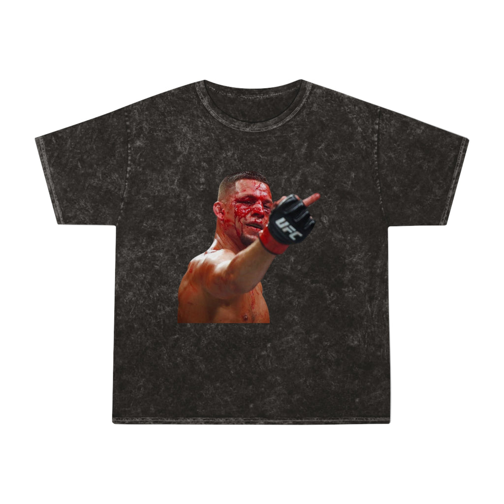 Mineral Wash T-Shirt — Bloody Fighter Middle Finger Graphic